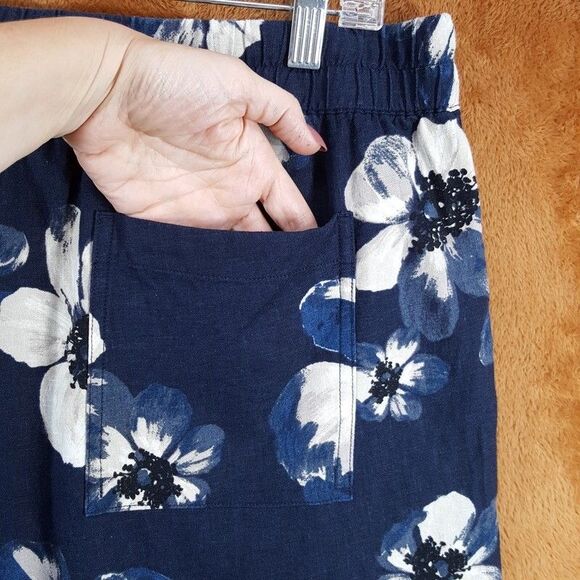 VINCE Shorts Mens Medium Blue Floral Drawstring Pull On Tropical Linen $225 - Picture 6 of 11